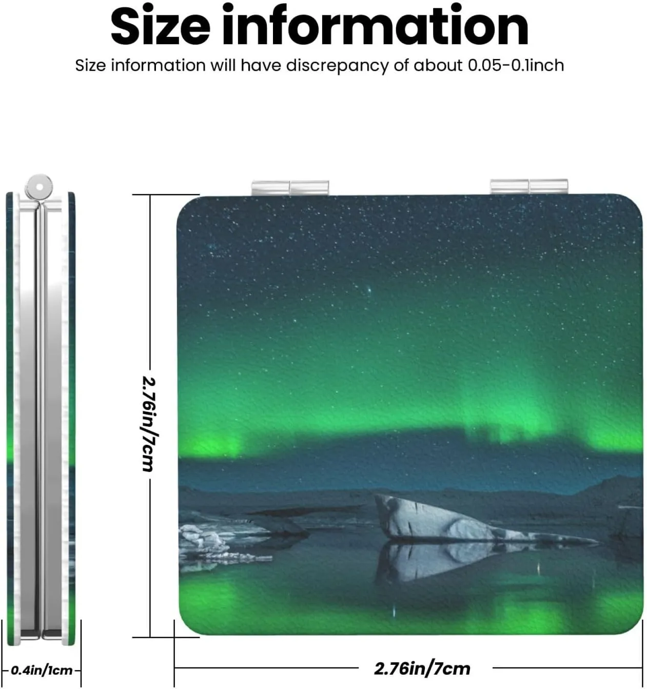 Aurora Borealis Iceland Natural Mini Makeup Mirror Portable Pocket Cosmetic Mirror Folding Compact Mirror
