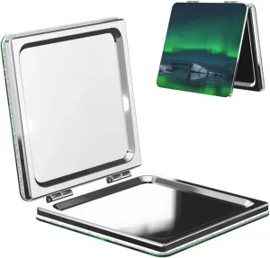 Aurora Borealis Iceland Natural Mini Makeup Mirror Portable Pocket Cosmetic Mirror Folding Compact Mirror