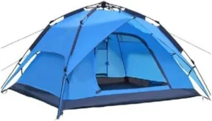 Automatic Camping Tent, 3-4 Person Family Tent Double Layer Instant Setup Protable Backpacking Tent for Hiking Travel (Color : Black) (D One Size)