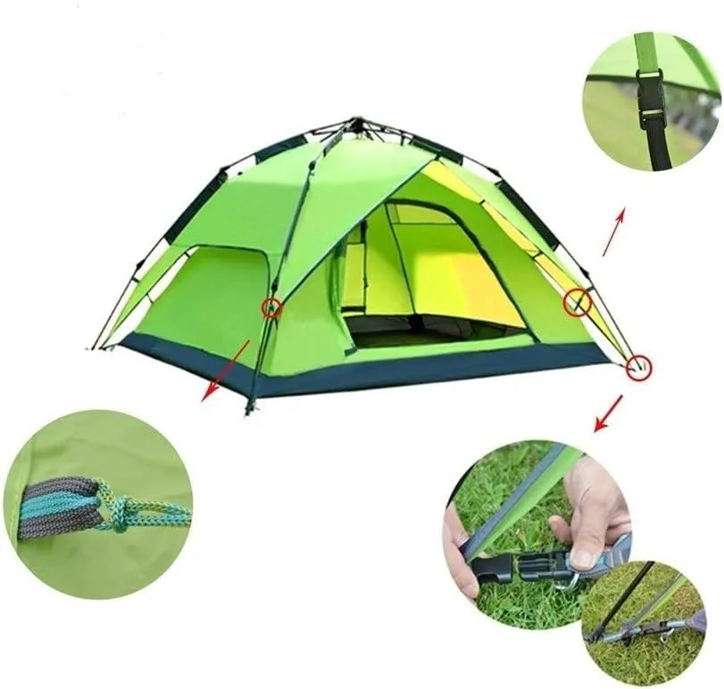 Automatic Camping Tent, 3-4 Person Family Tent Double Layer Instant Setup Protable Backpacking Tent for Hiking Travel (Color : Black) (D One Size)