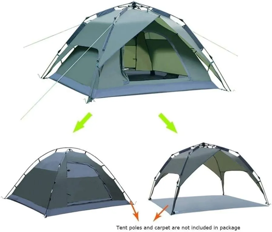 Automatic Camping Tent, 3-4 Person Family Tent Double Layer Instant Setup Protable Backpacking Tent for Hiking Travel (Color : Black) (D One Size)