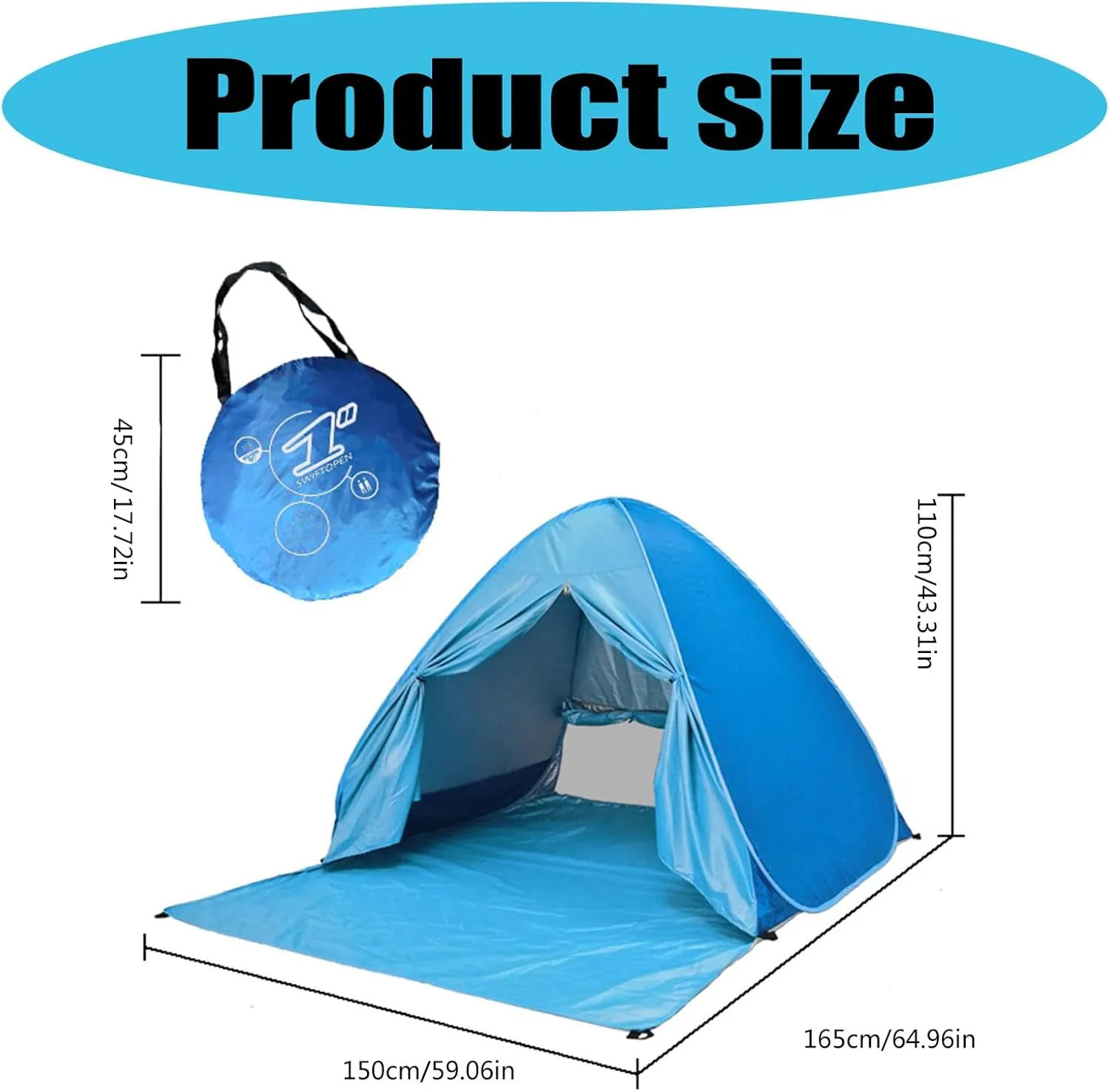 Automatic Quick Open Camping Tent with Carring Bag Outdoor Quick Setup Tent 2-3 Persons Beach Tent Easy to Setup