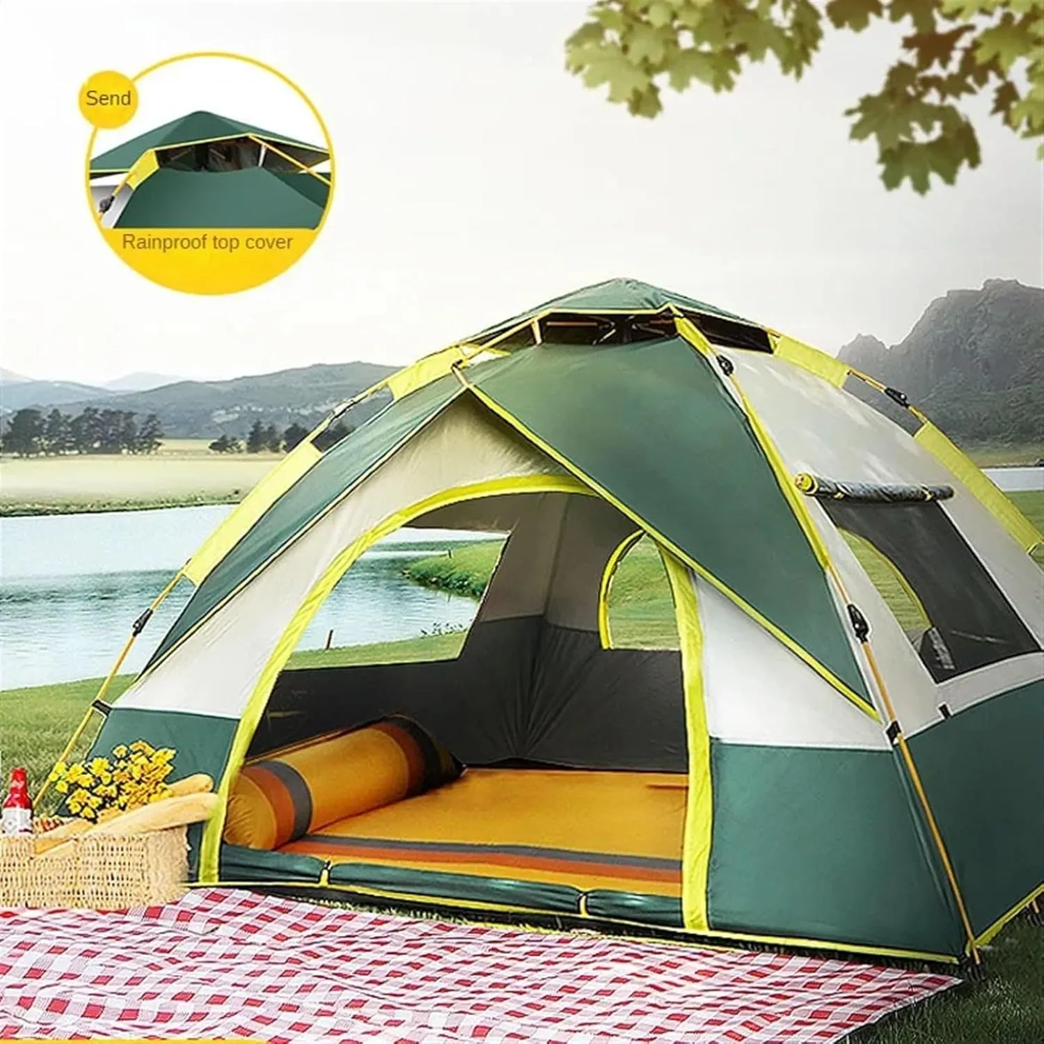 Automatic Tent 1-3 Person Camping Tent,Easy Instant Setup Protable Backpacking Compatible with Sun Shelter,Travelling,Hiking Field Camping (Blue a One Size)