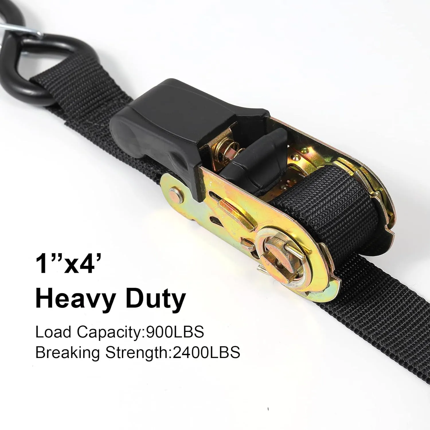 Ayaport Boat Trailer Transom Tie Down Straps for Boat Jet ski Kayak Canoe 4 Feet 2400lbs Break Strength Heavy Duty Ratchet Straps with S Hooks, Pack of 2
