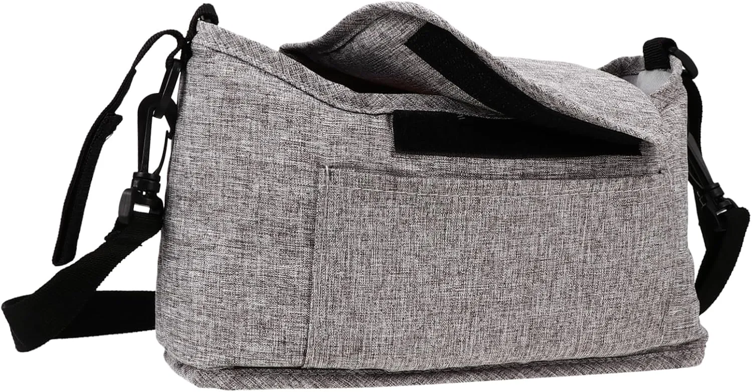 Baby Stroller Organizers Bag Universal Stroller Pouch Stroller Attachments Bag Large Capacity Flax Grey Shoulder Straps