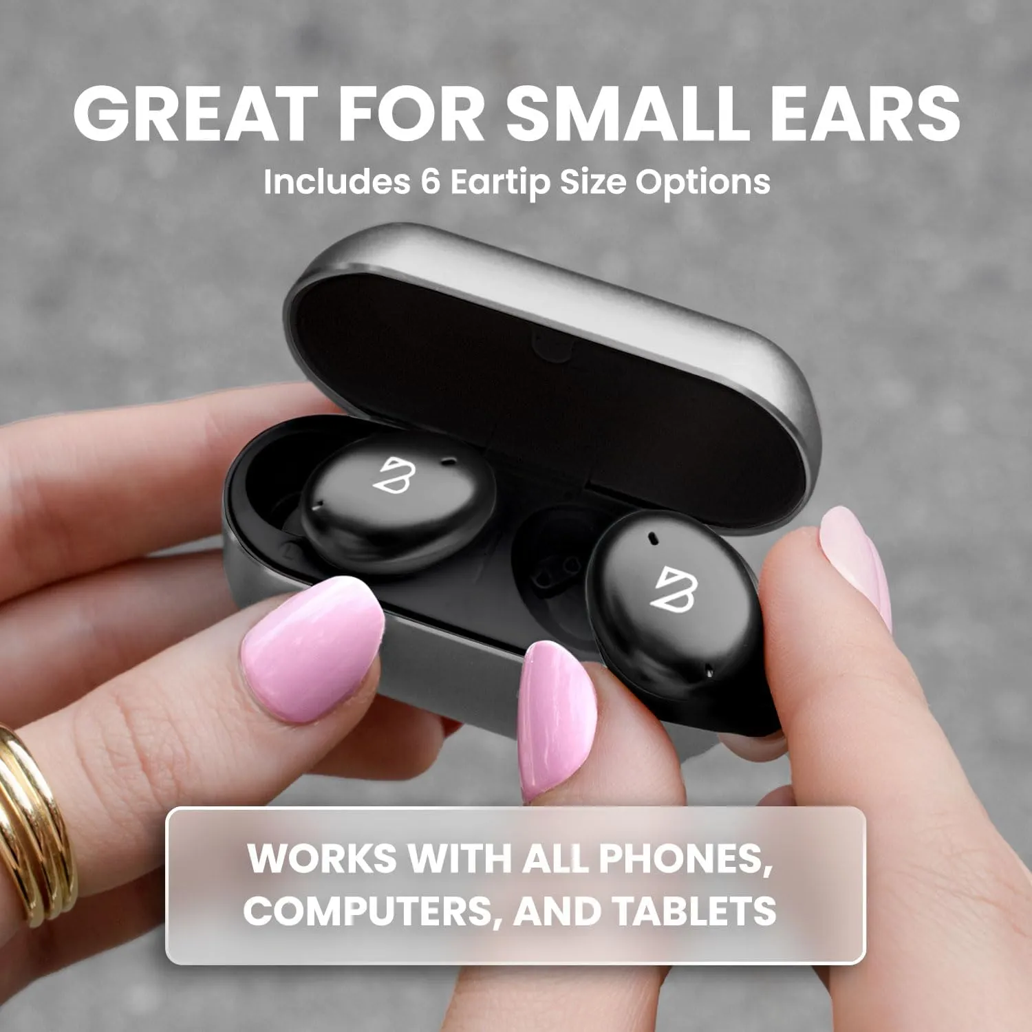 Back Bay Audio Tempo 30 Wireless Earbuds for Small Ears - Award-Winning Sound, Sweatproof Bluetooth Earbuds, Comfortable Ear Buds for Women, Black Earphones Small Ear Canals, Long Battery Headphones