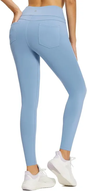 baleaf Jeggings for Women Fleece Lined Pants Thermal Warm Winter High Waisted Leggings 4 Pockets Waterproof Running Tights