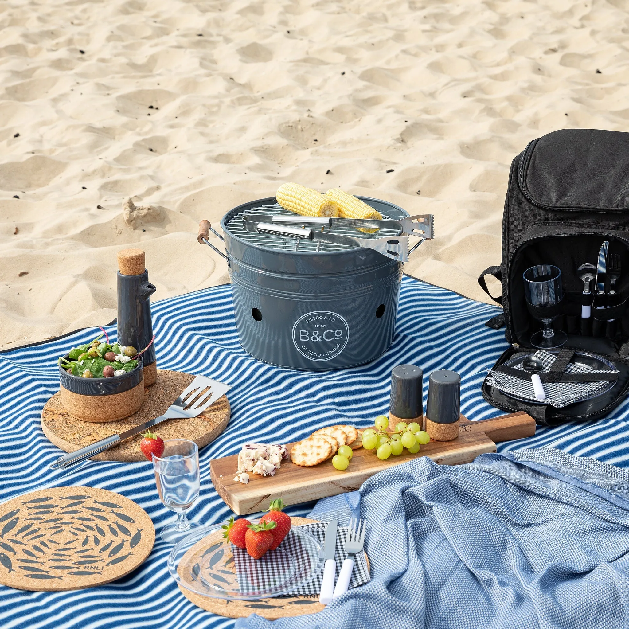 B&Co Portable Bucket BBQ, Grey