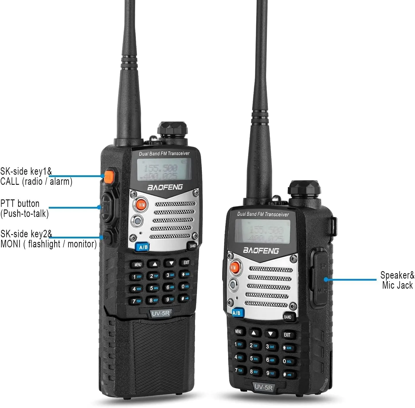 BaoFeng UV-5R Pro Ham Radio with 2 Rechargeable Battery, Dual-Band 2-Way Radio Handheld Walkie Talkies with Earpiece and Programming Cable (2 Pack)