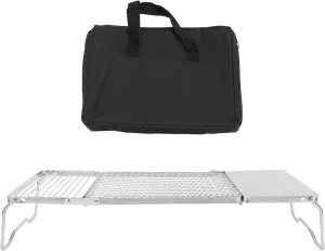 Barbecue Grill,Portable Campfire Grill, Tri-Fold Stainless Steel, 20.8 x 7.9 Inch Cooking Grate with Storage Bag for Outdoor Camping