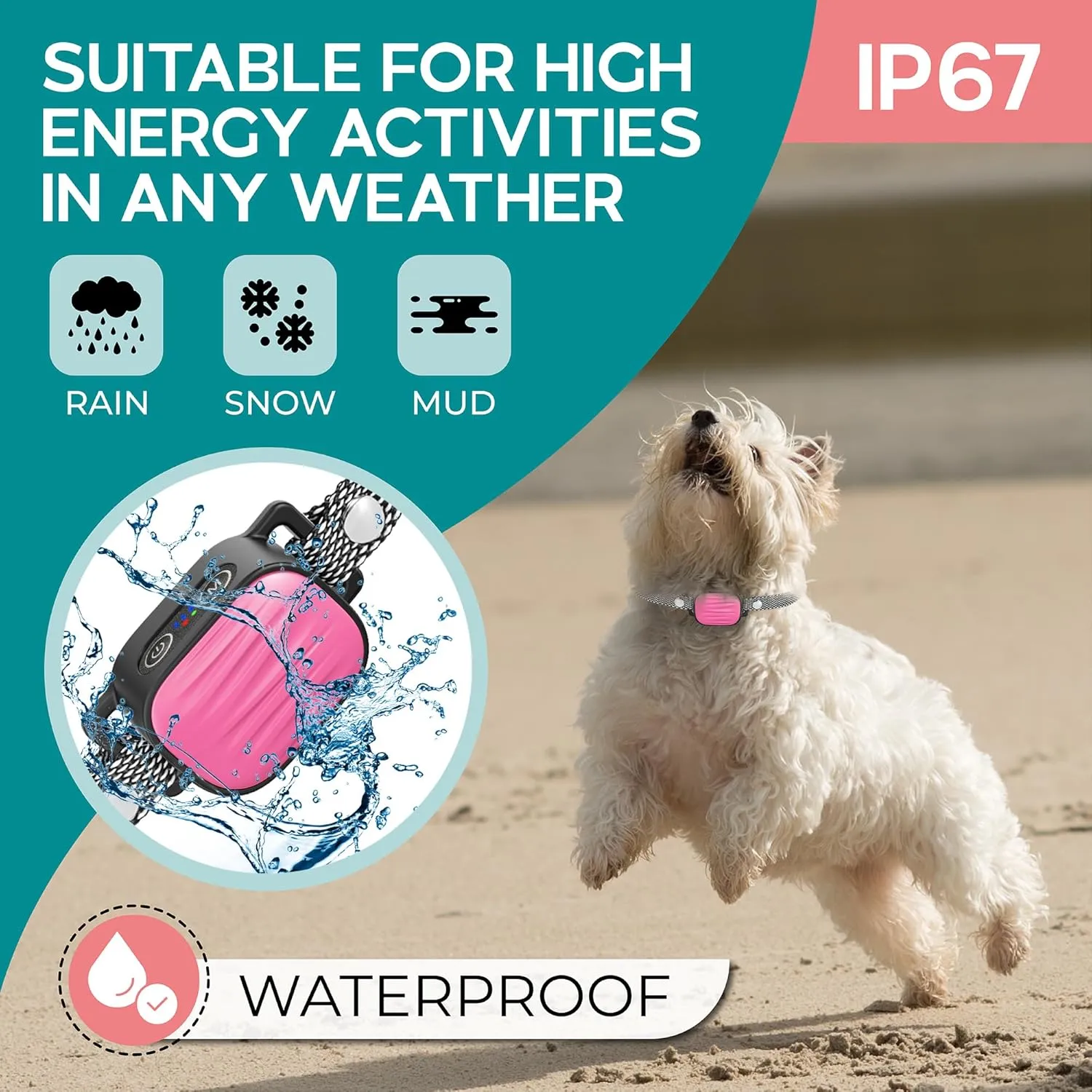 Bark Collar for Small/Medium Dogs, No Shock Anti Bark Collar, Rechargeable Anti Barking Collar w/2 Vibration & Beep Modes, Waterproof Shockless Smart Dog Stop Barking Control Device (Pink)
