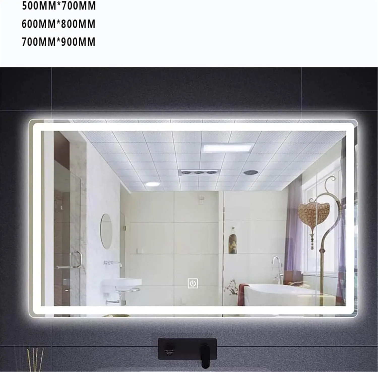 Bathroom Mirror, Rectangular Decorative LED Makeup Mirror with Anti-Fog and Smart Touch Buttons(White Light,27.6" L x 19.7" W)