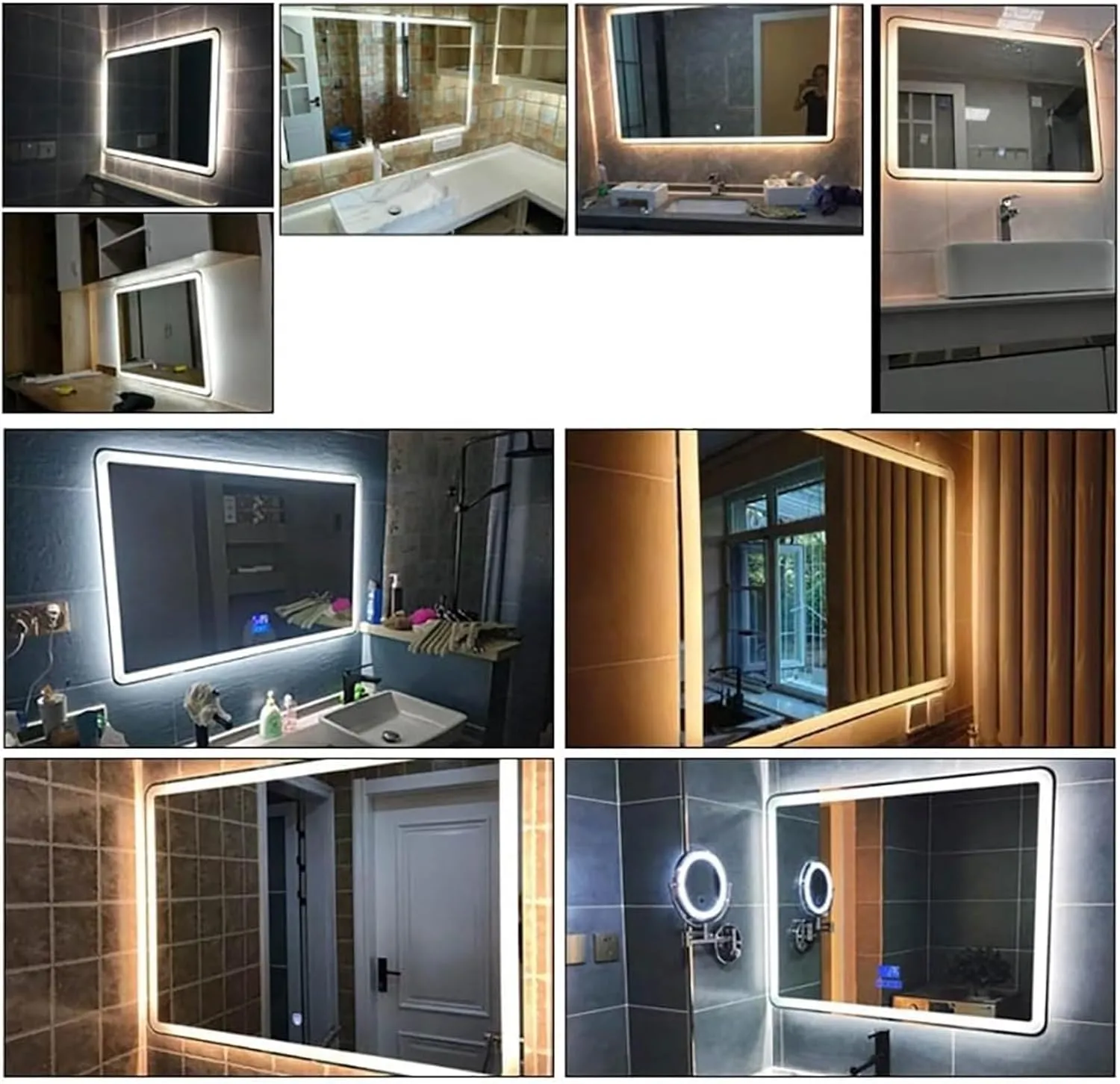 Bathroom Mirror, Rectangular Decorative LED Makeup Mirror with Anti-Fog and Smart Touch Buttons(White Light,27.6" L x 19.7" W)