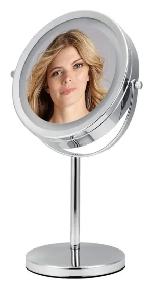Bathroom Mirrors with Lights LED Illuminated Makeup Mirror - Two-Sided Vanity Mirror with Normal and 7X Magnification - 2-in-1 360° Swivel Cosmetics Mirror ，Dressing Mirror with Lights