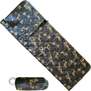 BATTLBOX Woodlands Camo Woobie Bubbie Military Style Poncho Liner and Sleeping Bag (with Zipper) and Tie Down Straps