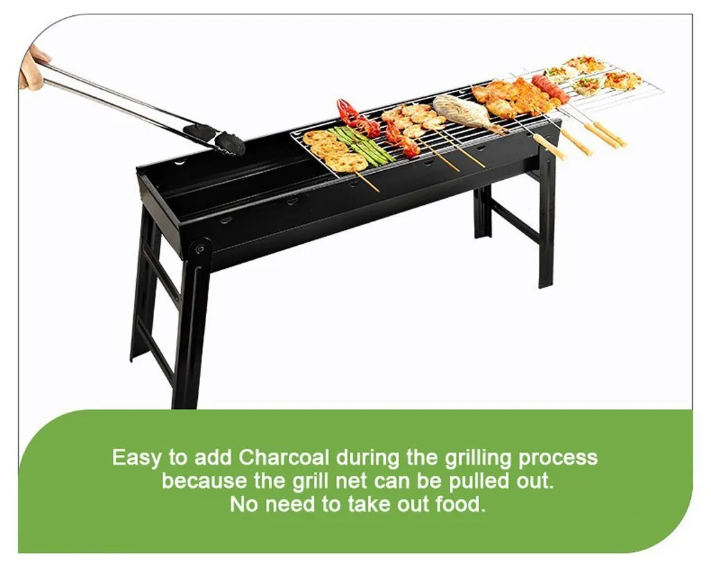 BBQ Charcoal Grill Foldable Portable Camping Hibachi Picnic - Large