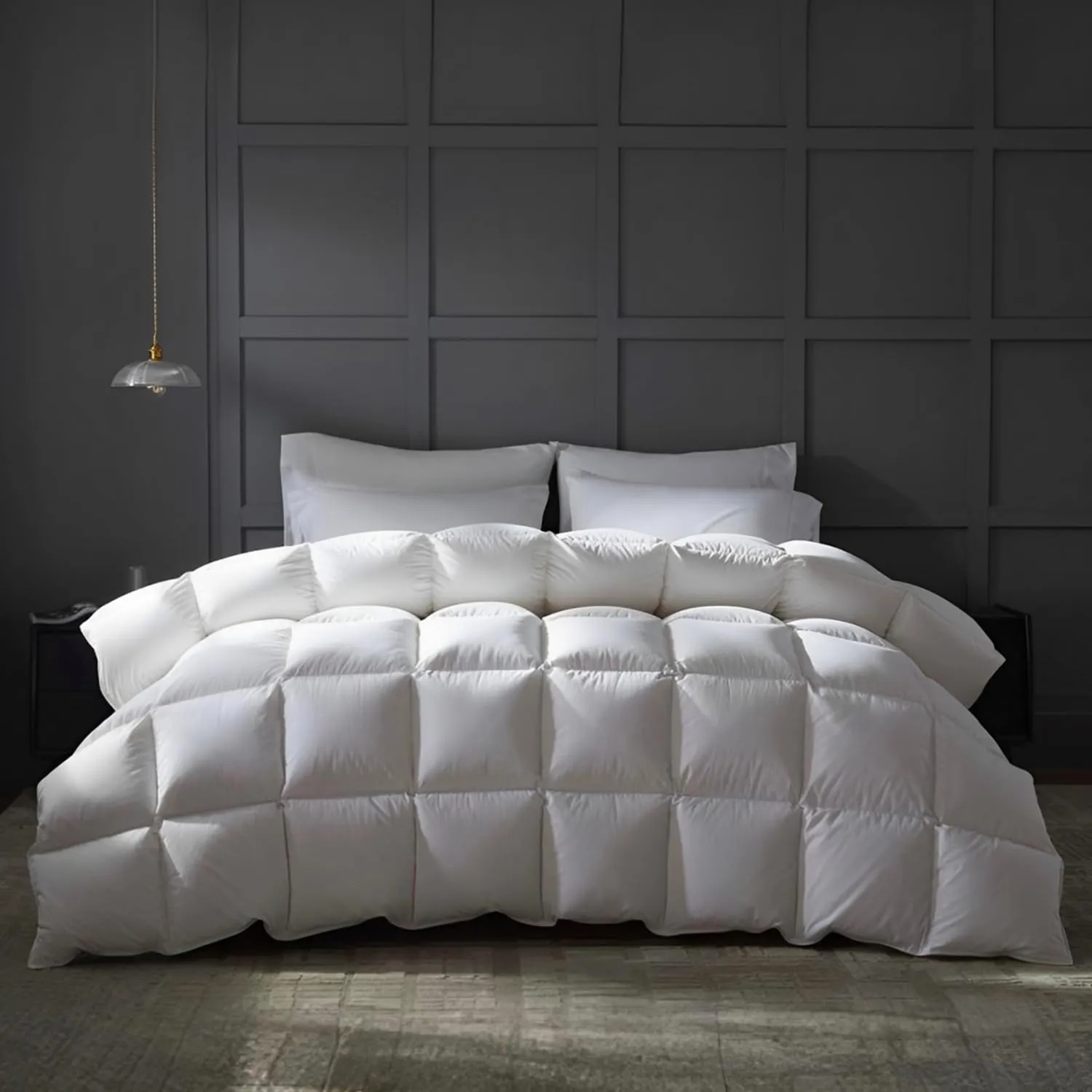 BedTreat Luxury Goose Down Comforter Twin Size,Premium Hotel collecton Duvet Insert for All Seasons with Ultra-Soft 100% Organic Cotton Cover and 8 Tabs,Fluffy and Medium Warmth(68"X90",White)