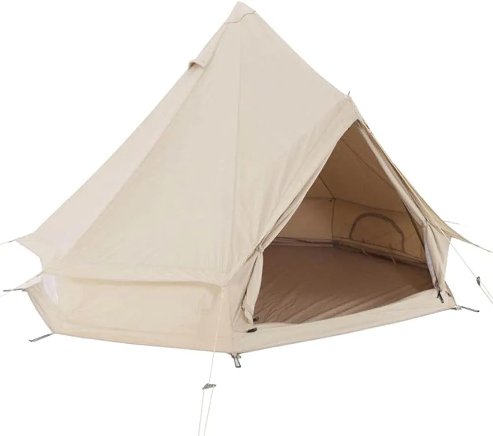 Bell Tent Canvas Mongolian Yurt Tent Double Layers Teepee Tent Outdoor Camping Family Tent Pyramids Indian Tent 4-Season