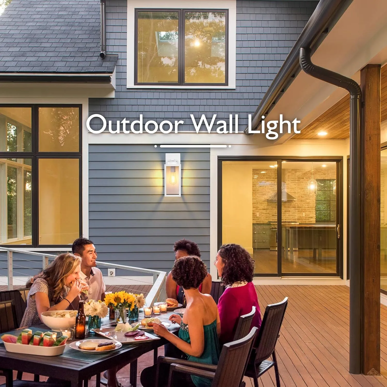 BesLowe Outdoor Wall Light Fixtures, Exterior Waterproof Wall Lanterns, White Porch Sconces Lighting with E26 Sockets & Glass Shades, Modern Wall Lamps for Patio Front Door Entryway