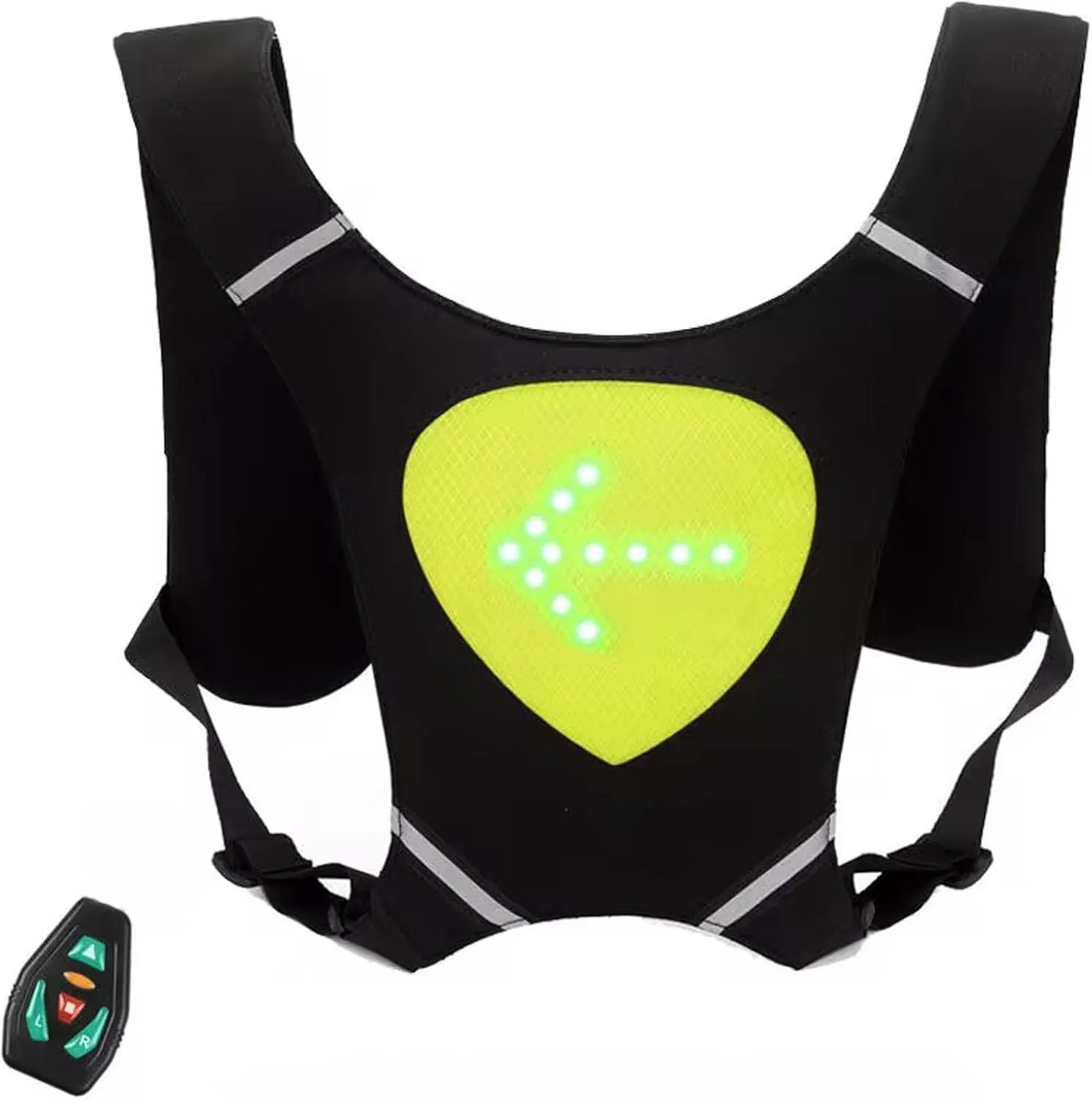 Bike Turn Signal Backpack, Light Up Vest for Night Walking Cycling,USB Rechargeable High Visibility LED Reflective Vest, with LED Direction Indicators for Night Runners Warnings