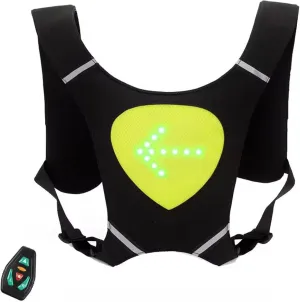 Bike Turn Signal Backpack, Light Up Vest for Night Walking Cycling,USB Rechargeable High Visibility LED Reflective Vest, with LED Direction Indicators for Night Runners Warnings