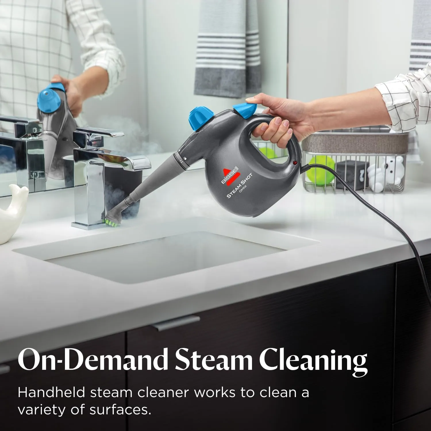 BISSELL® Steam Shot™ Omni handheld portable steam cleaner for tile, grout, windows, bathrooms, kitchens, includes 7 tools