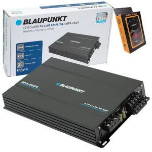 Blaupunkt BPA-E604 4-Channel Class AB Car Amplifier 1800W Max - High Power, Versatile Bridging, Crystal-Clear Sound - Sleek Design Bundle with Gravity Magnet Phone Holder