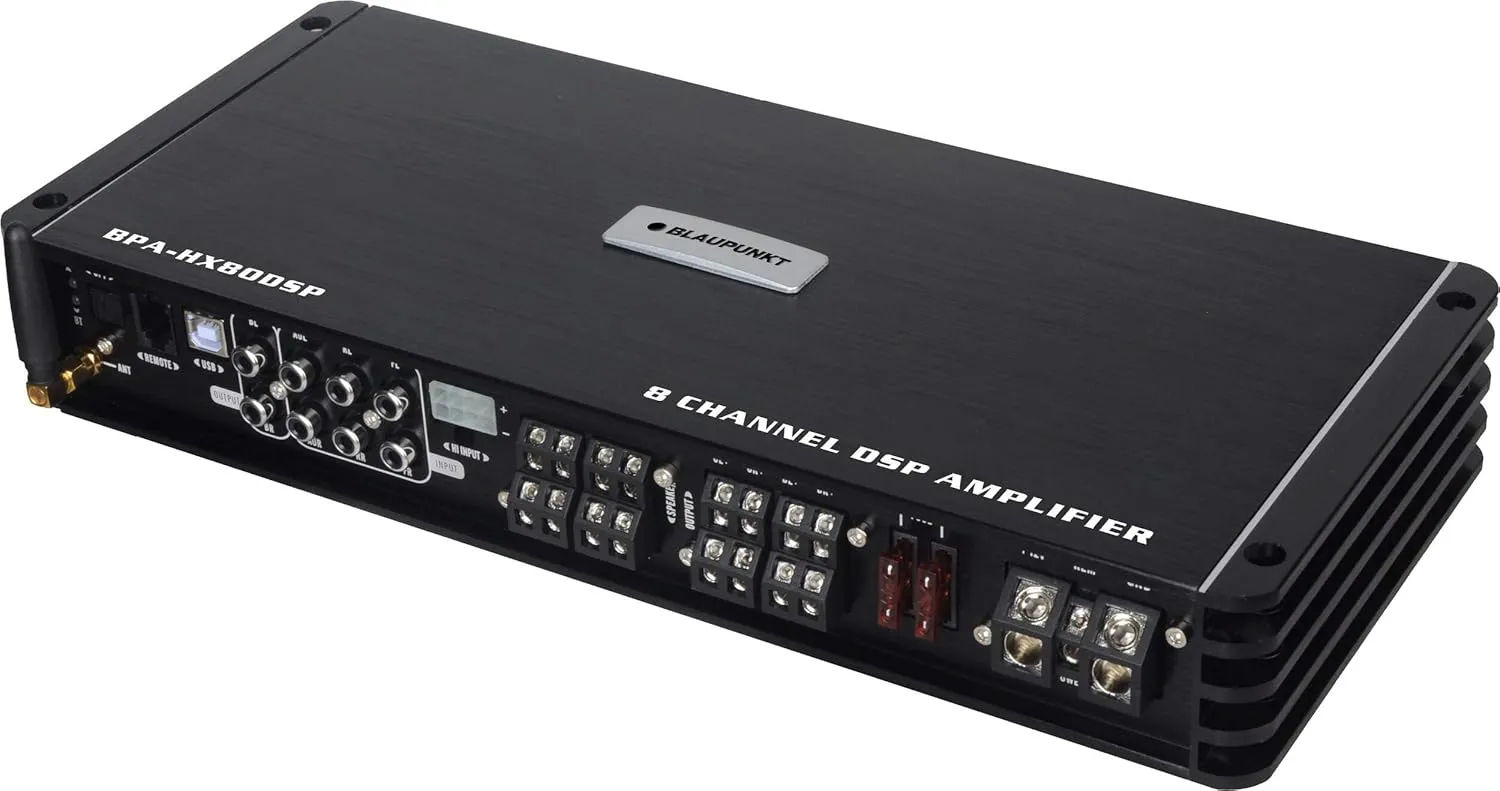 BLAUPUNKT BPA-HX80DSP 8 Channel Class D DSP Amplifier Car Audio Receiver System - Features Robust Power Output of C-Series Amplifiers