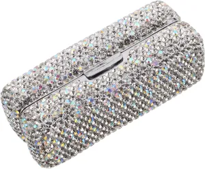 Bling Rhinestone Lipstick Case Mirror Makeup Organizer Travel Portable Lip Gloss Storage Box for Purse