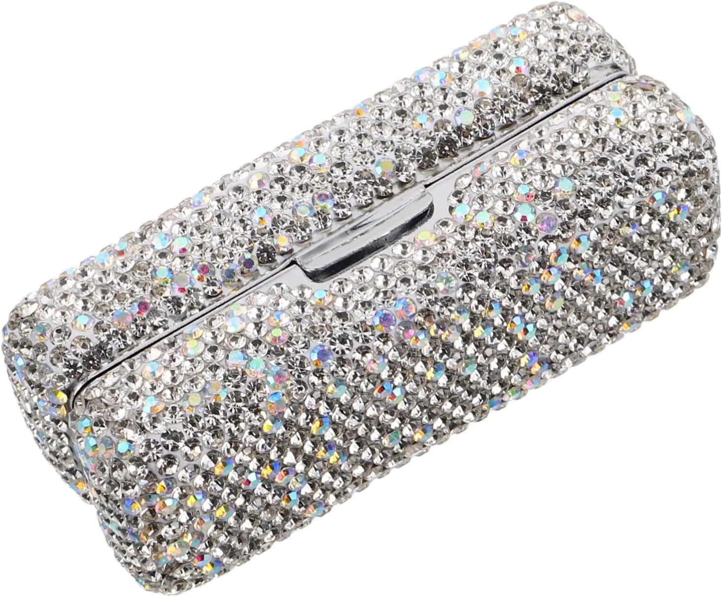 Bling Rhinestone Lipstick Case Mirror Makeup Organizer Travel Portable Lip Gloss Storage Box for Purse