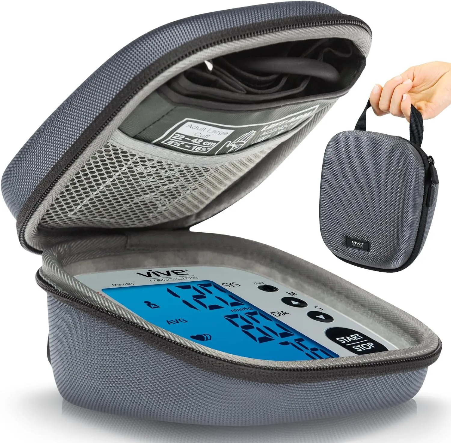 Blood Pressure Monitor Case - Hard Carrying Medical Travel Storage Bag - Universally Compatible Portable BPM Cuff, Health Accessories Pouch Replacement with Carrying Strap - Shockproof