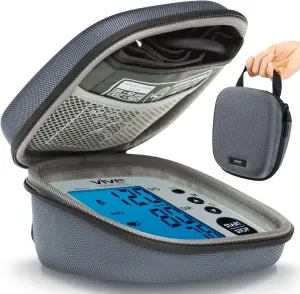Blood Pressure Monitor Case - Hard Carrying Medical Travel Storage Bag - Universally Compatible Portable BPM Cuff, Health Accessories Pouch Replacement with Carrying Strap - Shockproof