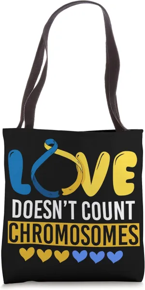 Blue Yellow Ribbon Love Trisomie 21 Down Syndrome Awareness Tote Bag