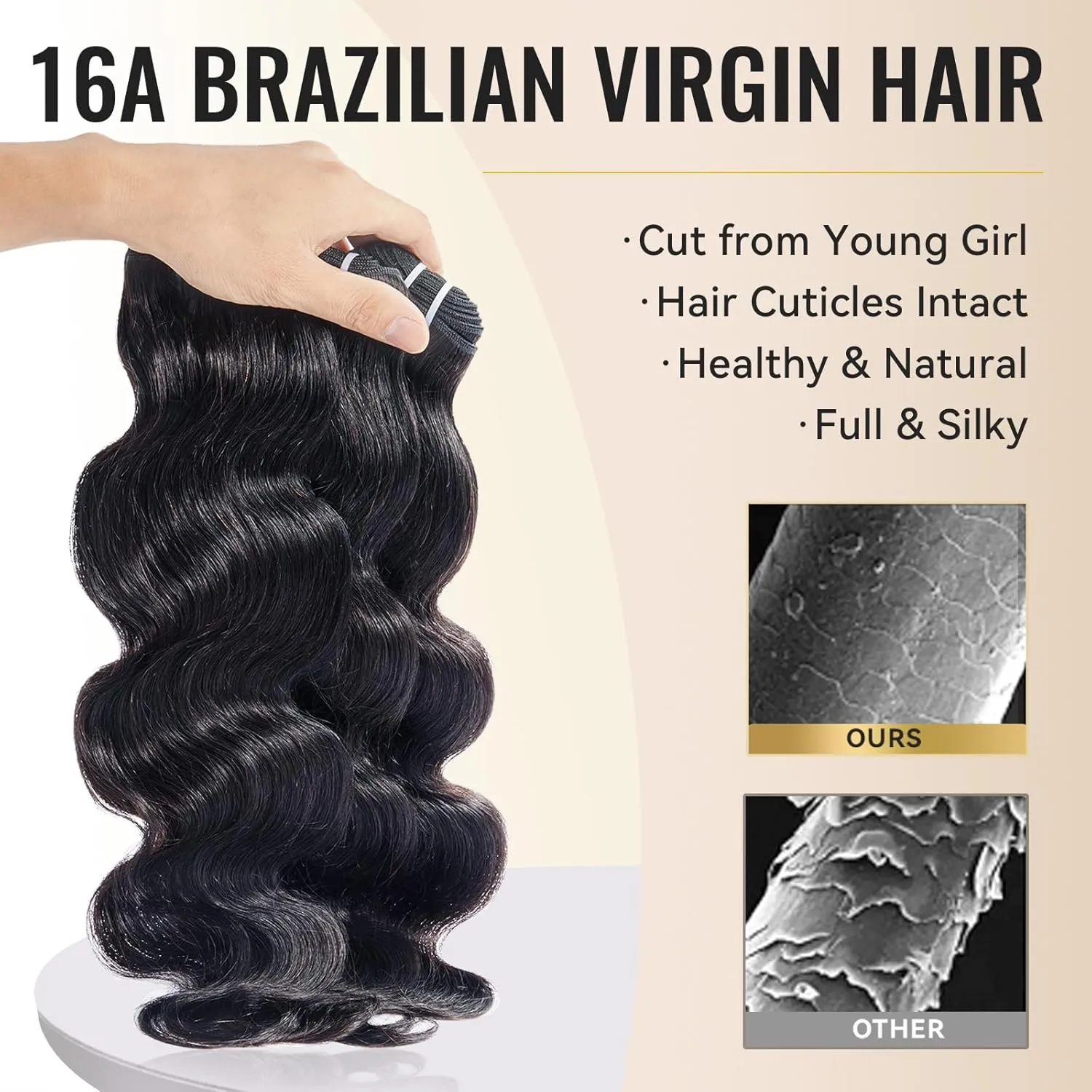 Body Wave Bundles Human Hair 16A Brazilian Virgin Hair Bundles 18 20 22 Inch Thick Weave Natural Black