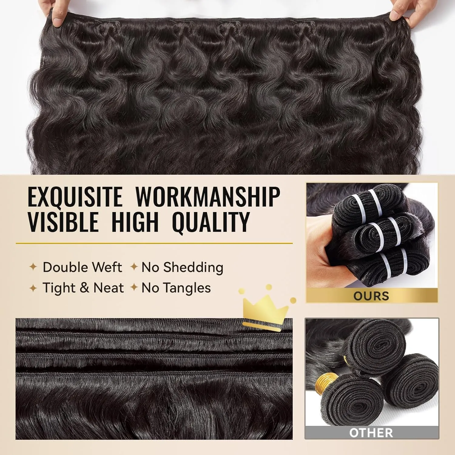 Body Wave Bundles Human Hair 16A Brazilian Virgin Hair Bundles 18 20 22 Inch Thick Weave Natural Black