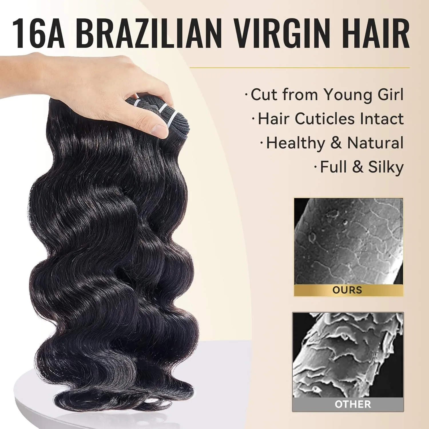 Body Wave Bundles Human Hair 16A Brazilian Virgin Hair Bundles 24 26 28 Inch Thick Weave Natural Black