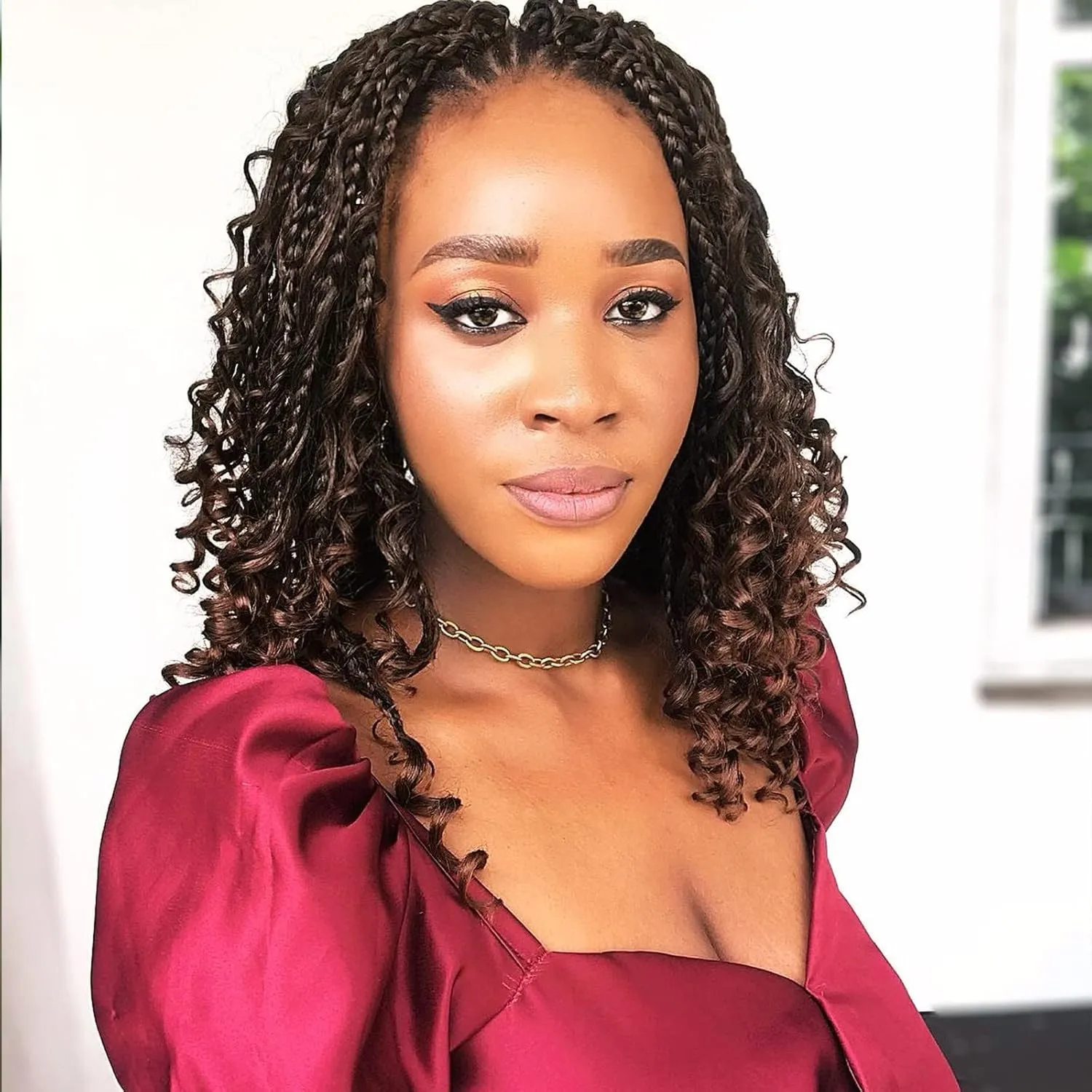 Boho Box Braids Crochet Hair for Women 10 Inch 7 Packs Goddess Box Braids with Curly Ends 3X Short Bob Crochet Braids for Kids Ombre Brown Synthetic Bohemian Braiding Hair Extensions (T30)