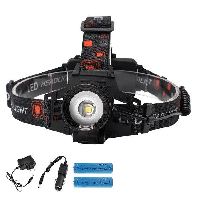BORUiT 1000LM XML-T6 LED Headlamp 3-Mode Zoomable Headlight Use 18650 Battery Head Torch Waterproof Camping Hunting Flashlight