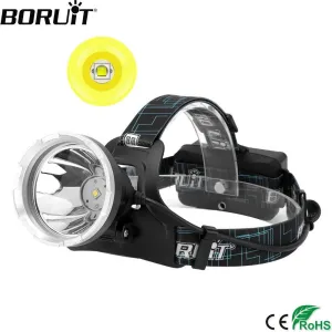 BORUIT Powerful B10 XM-L2 LED Headlight Micro USB Charge 18650 Battery Headlight 4-Mode Head Torch Camping Hunting Flashlight