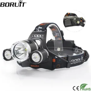 BORUiT RJ-5000 XML-T6 R2 Headlight 4-Mode Headlamp Power Bank Head Torch Hunting Camping Flashlight 18650 Battery Light