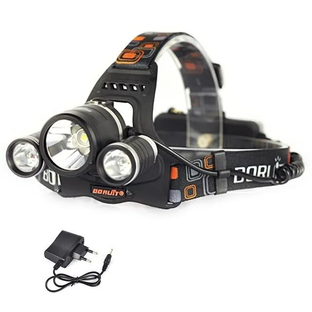 BORUiT RJ-5001 XM-L2 LED Headlamp 4-Mode Power Bank Headlight Waterproof Head Torch Camping Hunting Flashlight Use 18650 Battery