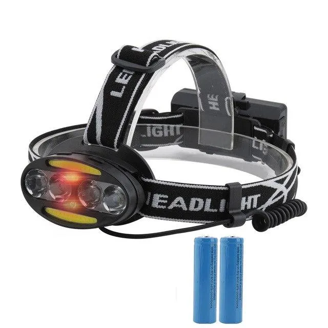 BORUiT T6 COB LED Headlight 7 Modes Red Light Headlamp USB Charger Use 18650 Battery Head Torch Hunting Camping Flashlight