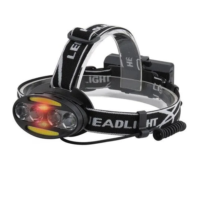 BORUiT T6 COB LED Headlight 7 Modes Red Light Headlamp USB Charger Use 18650 Battery Head Torch Hunting Camping Flashlight