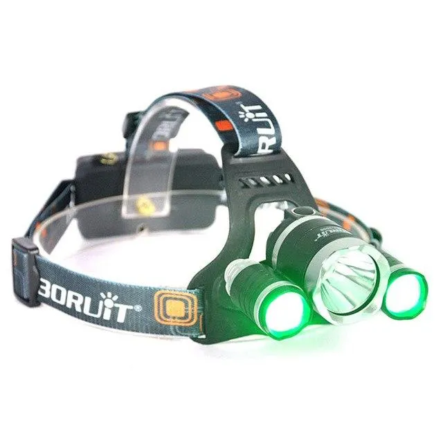BORUiT XML T6 XPE LED Green Light Headlamp 3Mode USB Charger Headlight Waterproof Head Torch Camping Flashlight by 18650 Battery