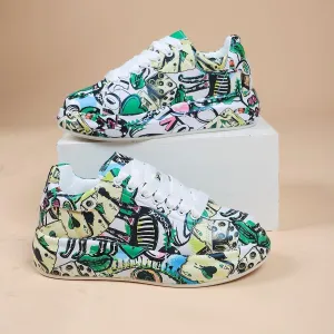 Breathable Low-top Lace-up Graffiti Running Shoes for Men Women - Ideal for Gym, Tennis, Walking, and Fashion