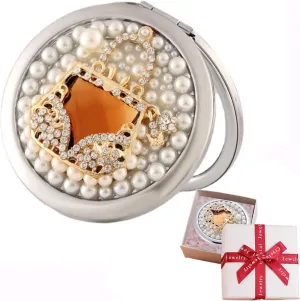 Bridesmaid Gifts Wedding Gift Compact Makeup Mirror Maid of Honor Gift for Women Best Friend Friendship Gifts Compact Mirror Bridal Shower Rhinestone Compact Mirror Adorable Bling Glitter