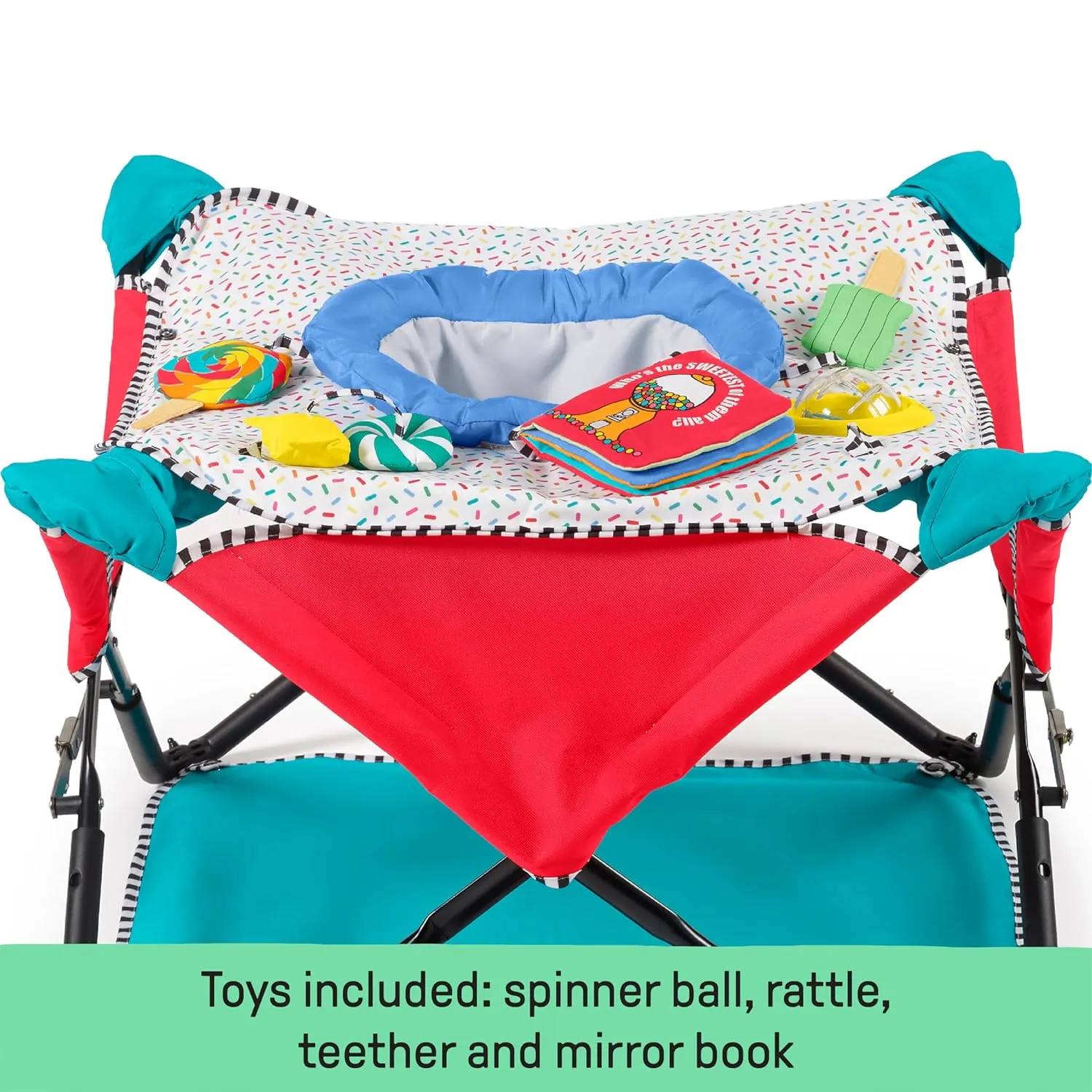 Bright Starts, Pop 'N Jump Portable Baby Activity Center, Indoor Outdoor Use, Lightweight, Carrying Bag, Canopy, 6-12 Months (Animals)