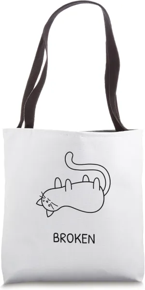 Broken Pussy Cat Sad Kitten Insecure Issa Upside-down Kitty Tote Bag