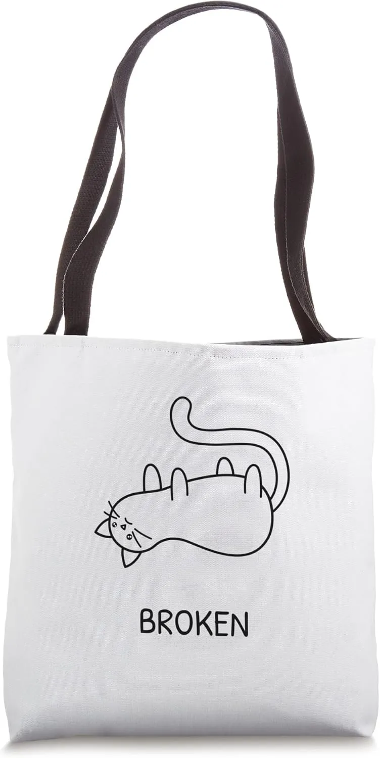 Broken Pussy Cat Sad Kitten Insecure Issa Upside-down Kitty Tote Bag