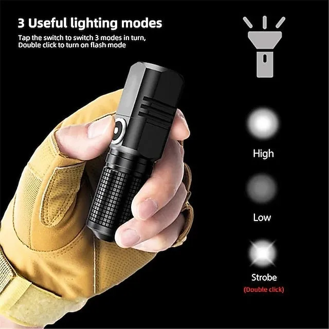 Built In Battery 10W Zoom Focus Mini Led Flashlight Torch Lamp Lantern Adjustable Penlight Waterproof  Led Light